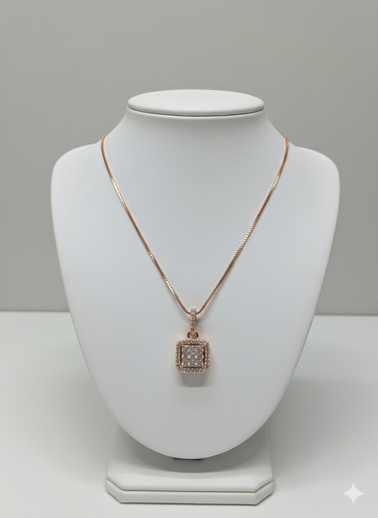Crystal Halo Square Necklace