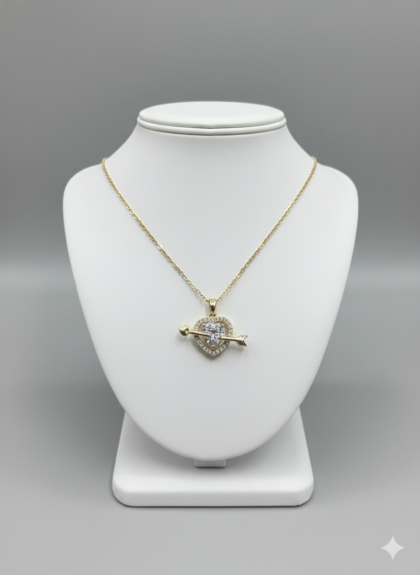 Golden Heart & Arrow Pendant Necklace