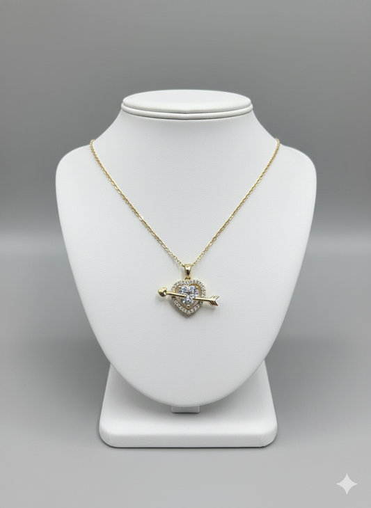 Golden Heart & Arrow Pendant Necklace