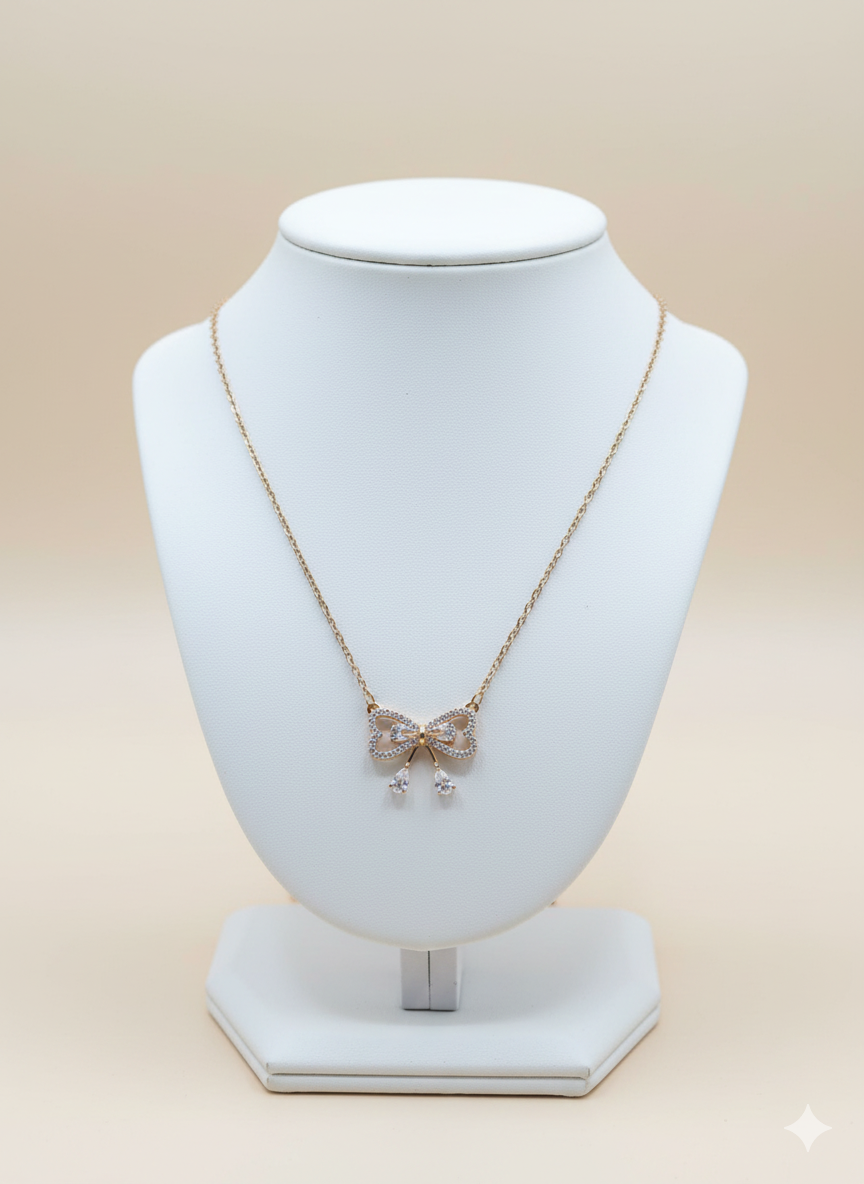 Diamond Bow Elegance Necklace