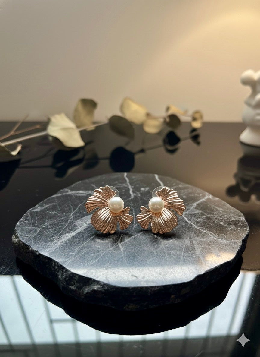 Ocean Bloom Pearl Studs