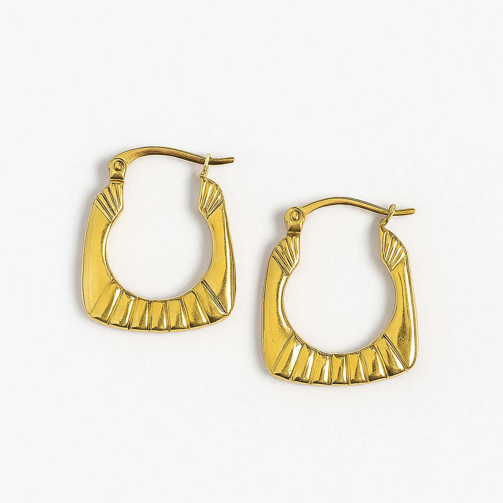 Square Gold Anti Tarnish Hoop Earrings