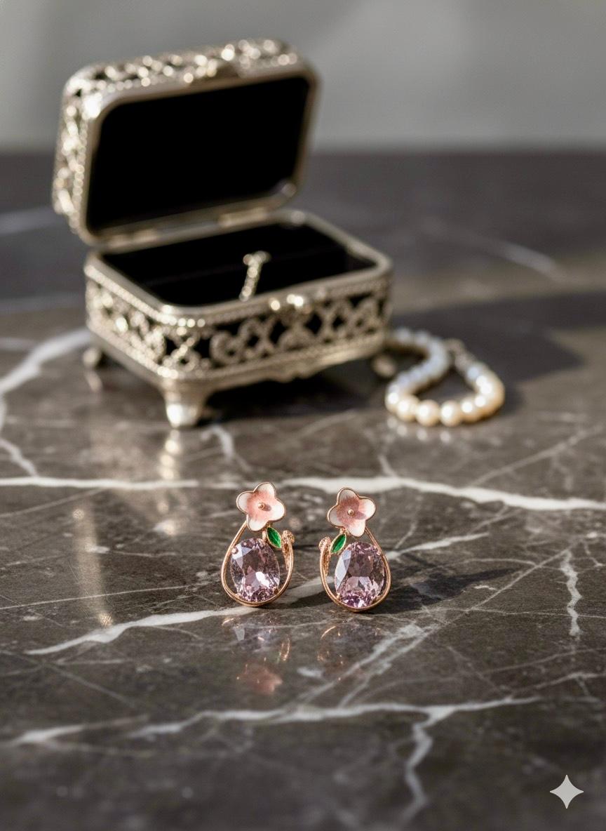 Shine-N-Glitz Floral Fantasy Dreamy Earrings