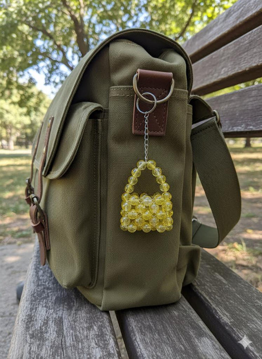 Glass beads Bag Keychain - Yellow