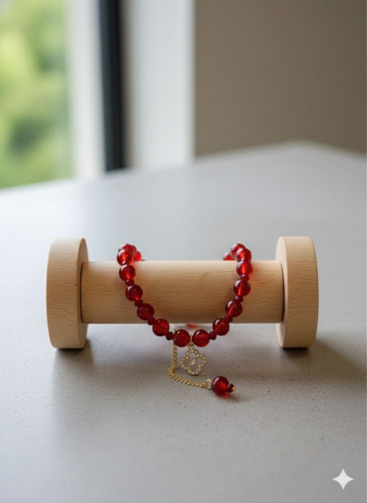 Crackled Glass Beads Bracelet with Charm - 10