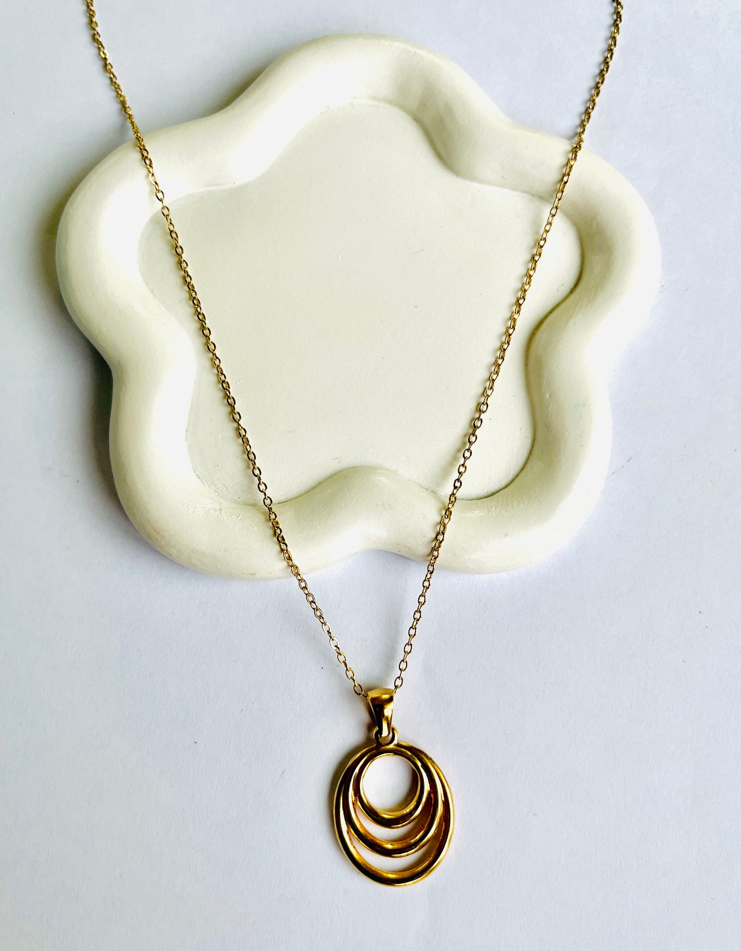 Triple Circle Gold Necklace - Antitarnish