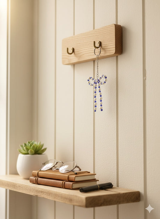 Bow Keychain for Handbag - purple&white