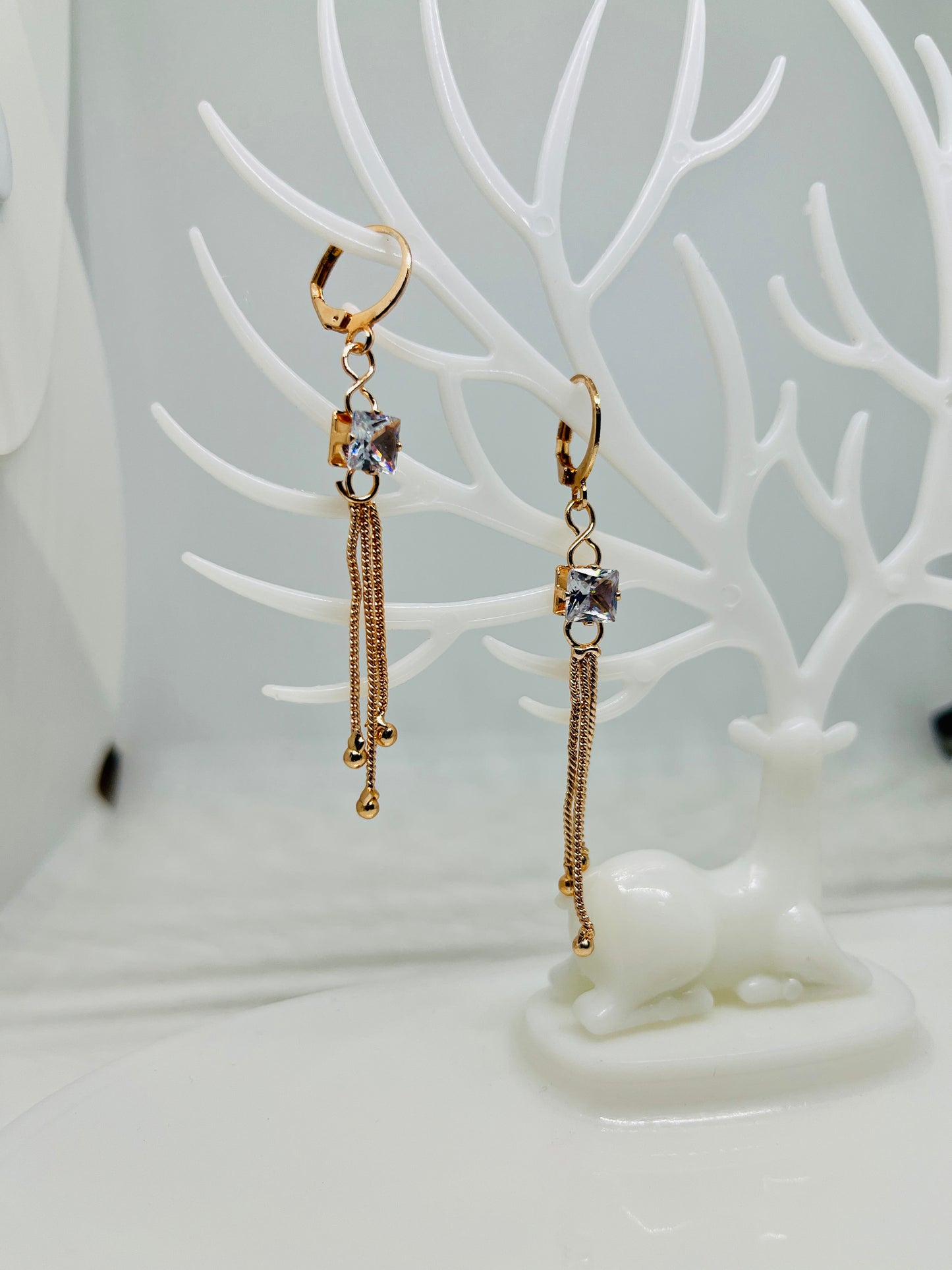 Fancy square diamond earring