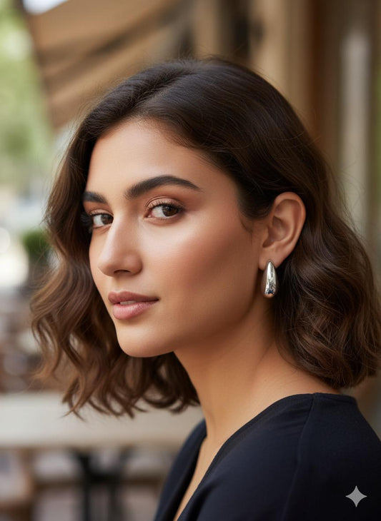 Teardrop Shaped Silver Earrings