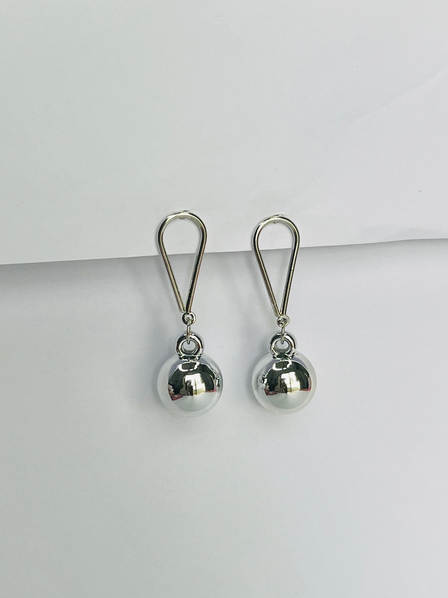 Silver Ball Drop Earrings