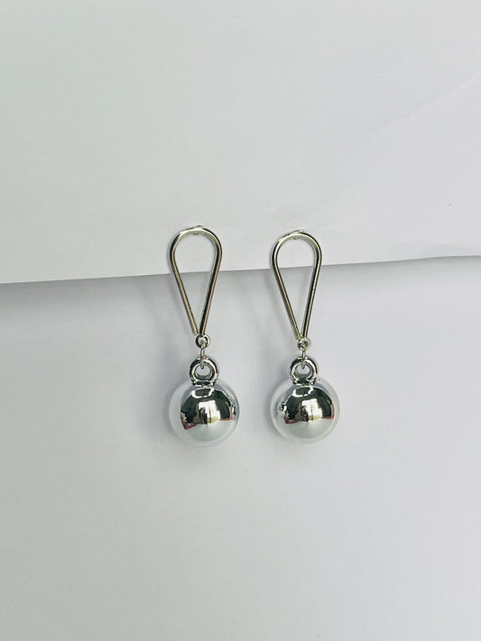 Silver Ball Drop Earrings