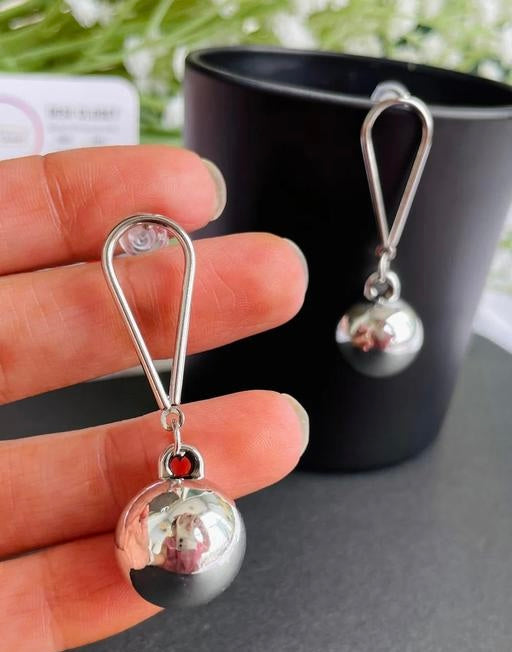 Silver Ball Drop Earrings