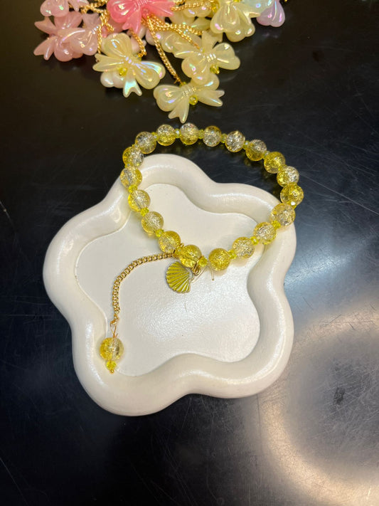 Crackled Glass Beads Bracelet with Charm - 6