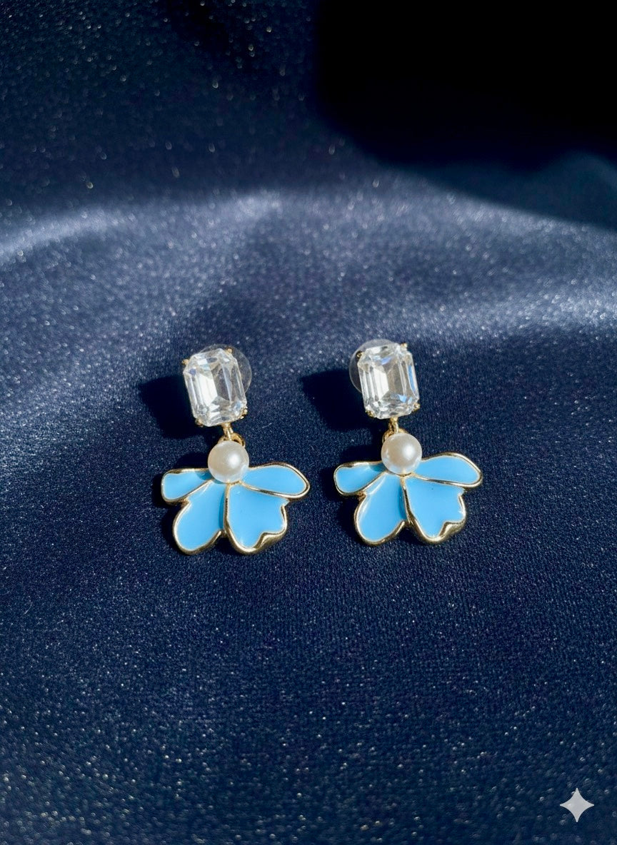 Blue Blossom Crystal Pearl Drops
