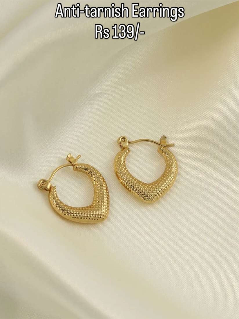 Textured Classic Anti-Tarnish Hoop Earrings