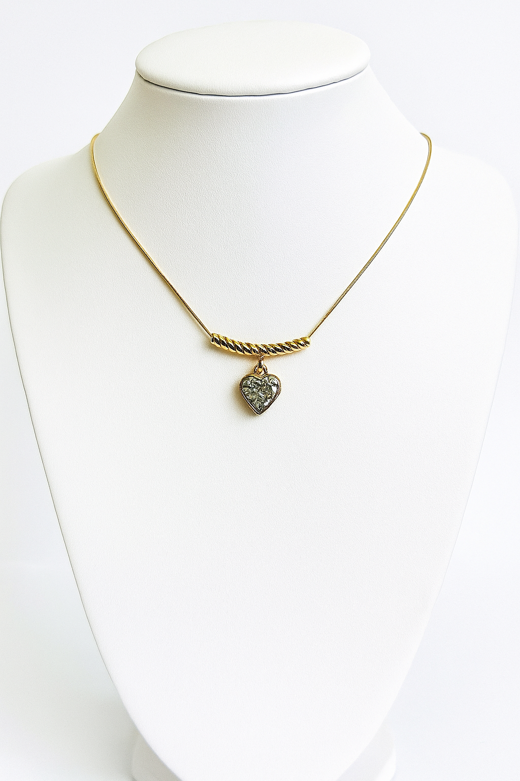 AD Stone Heart Gold Necklace - Antitarnish