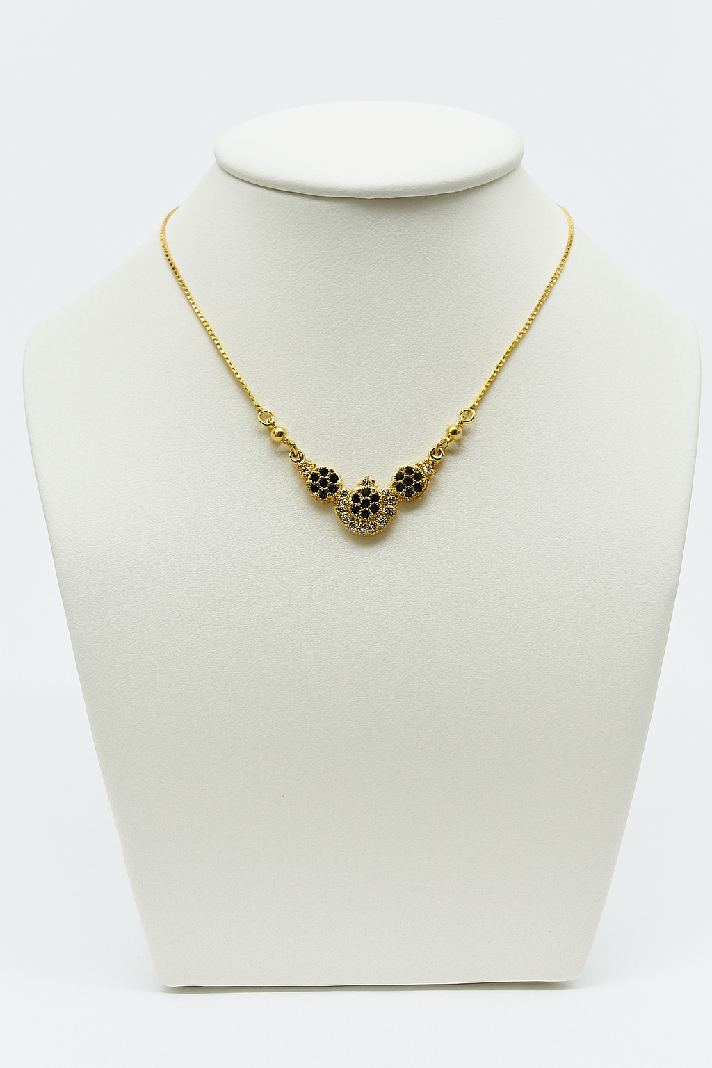 Gold Plated Black Diamonds Necklace