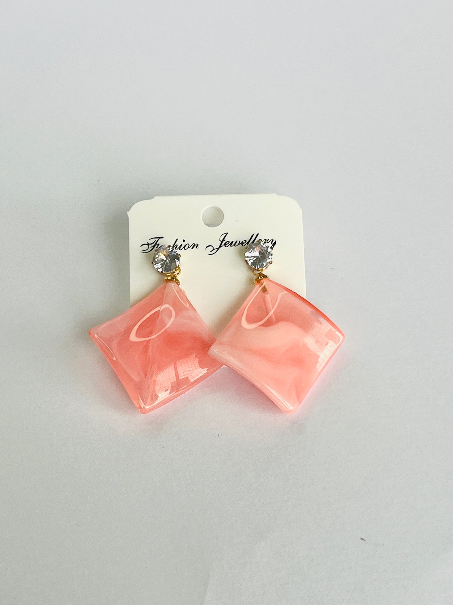 AD Stone Acrylic Light Pink Earrings
