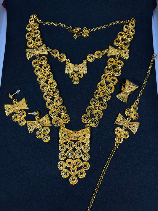 Luxurious Bridal Jewelry Set - 5pcs Alloy Necklace, Earrings, Ring & Bracelet Combo for Weddings and Parties