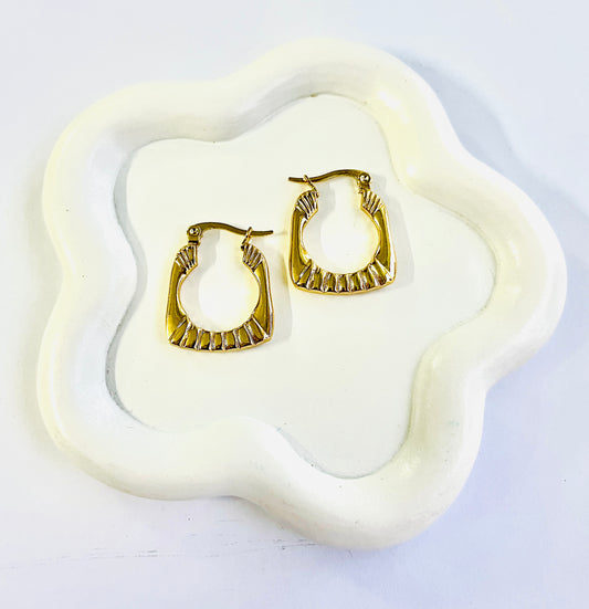 Square Gold Anti Tarnish Hoop Earrings