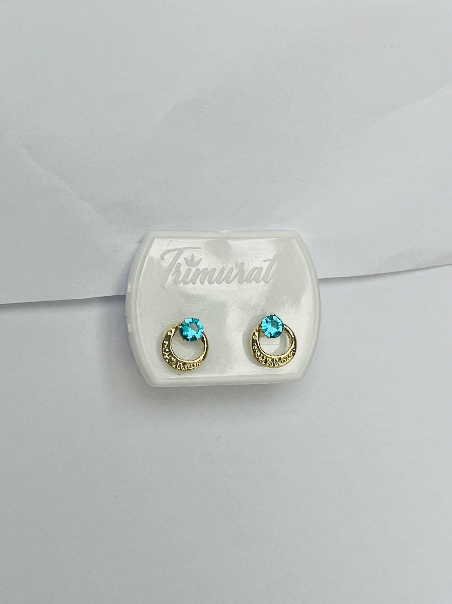 Blue Stone Gold Stud Earrings