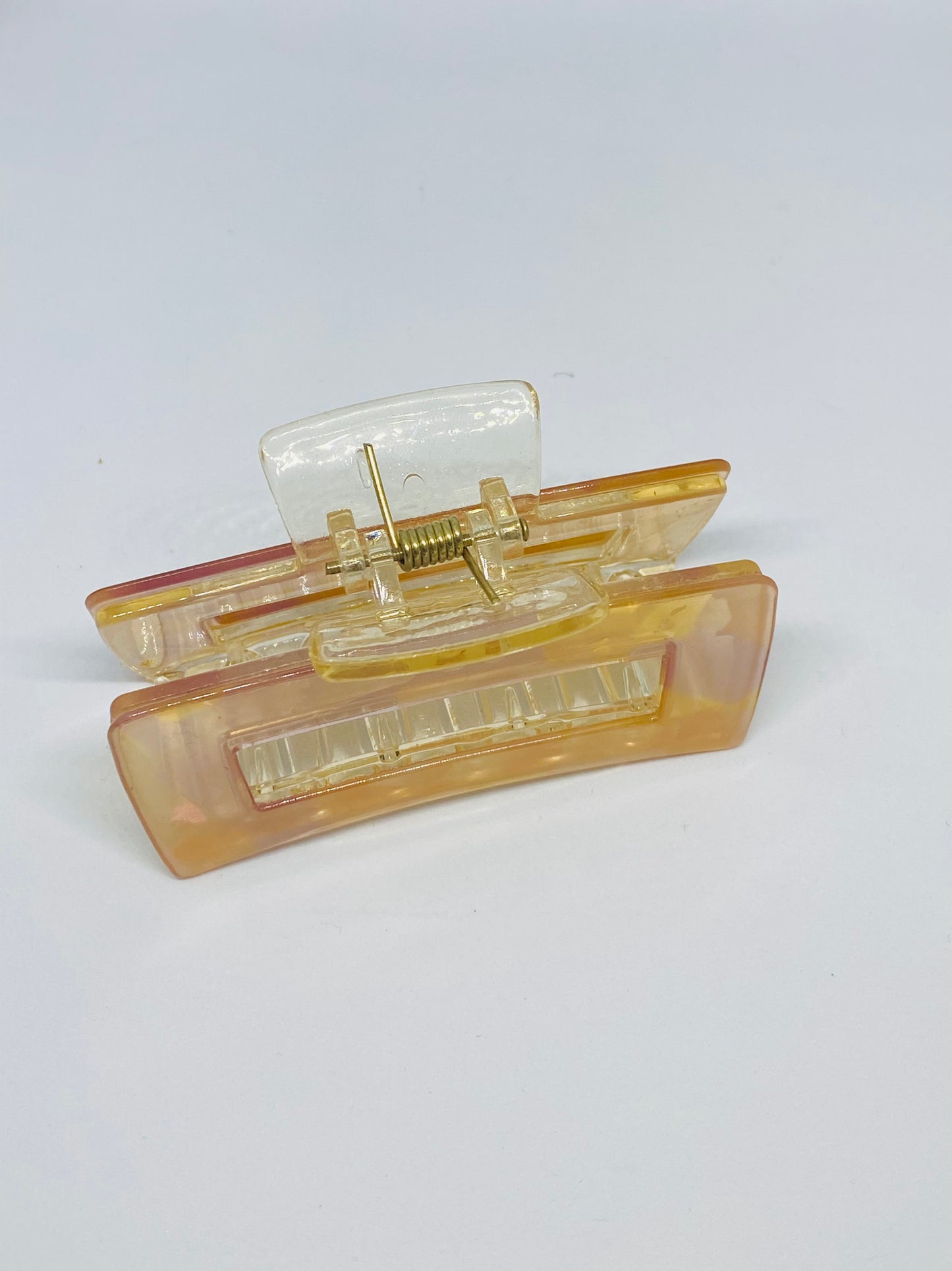 Peach Glossy Rectangle Claw Clip