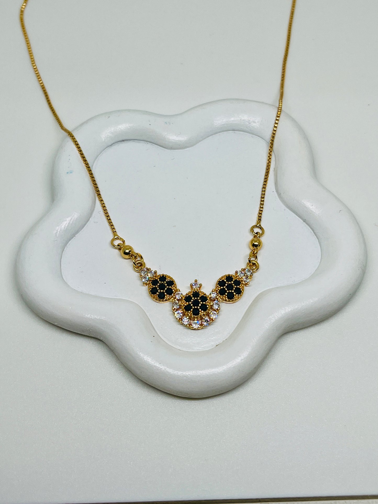Gold Plated Black Diamonds Necklace