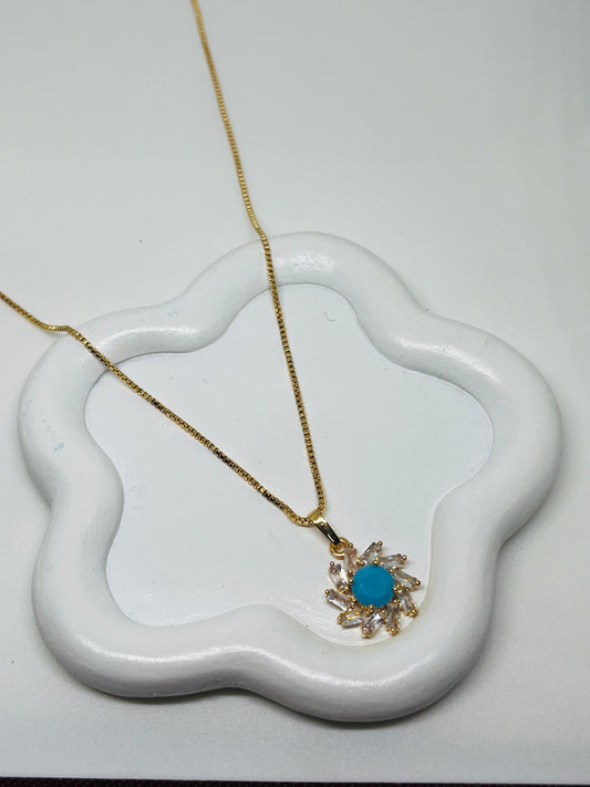 Aquamarine Gold Necklace - Antitarnish