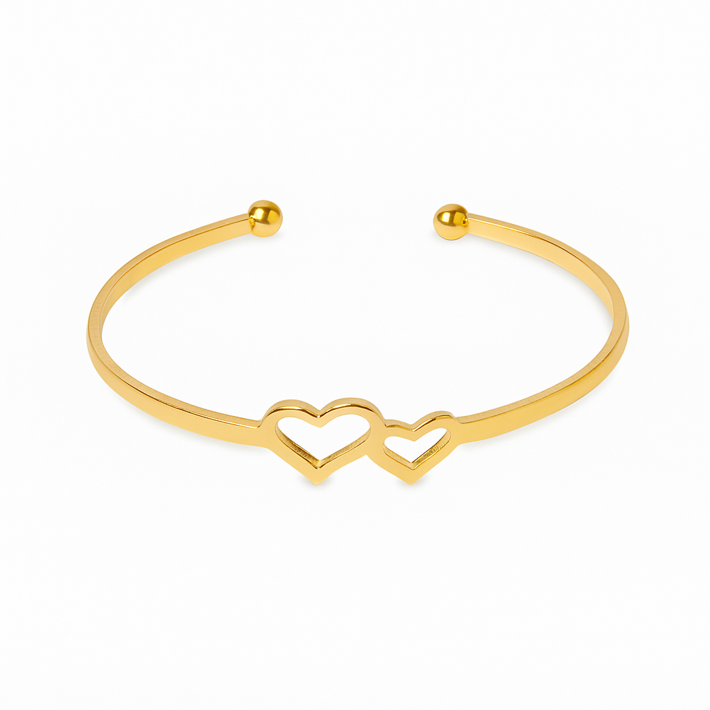 Double Heart Gold Bracelet