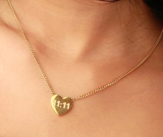 11:11 Heart Necklace - Antitarnish