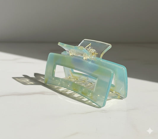 Blue Glossy Rectangle Claw Clip