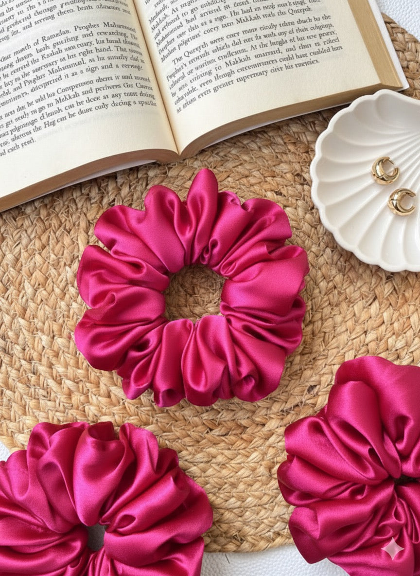 Pink Satin Scrunchie