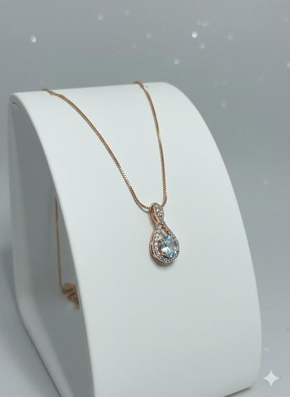 Rose Gold Teardrop Sparkle Necklace