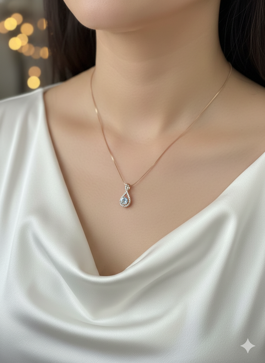 Rose Gold Teardrop Sparkle Necklace