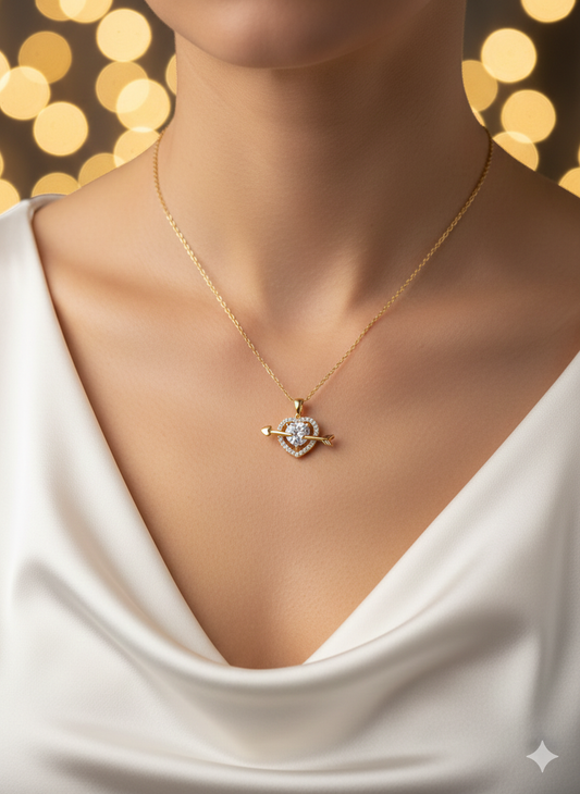 Golden Heart & Arrow Pendant Necklace