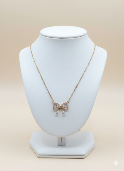 Diamond Bow Elegance Necklace