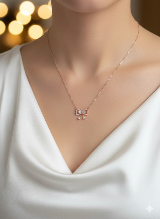 Diamond Bow Elegance Necklace