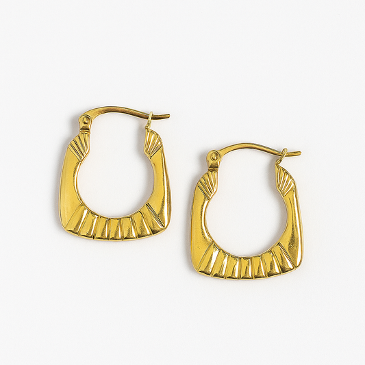 Square Gold Anti Tarnish Hoop Earrings