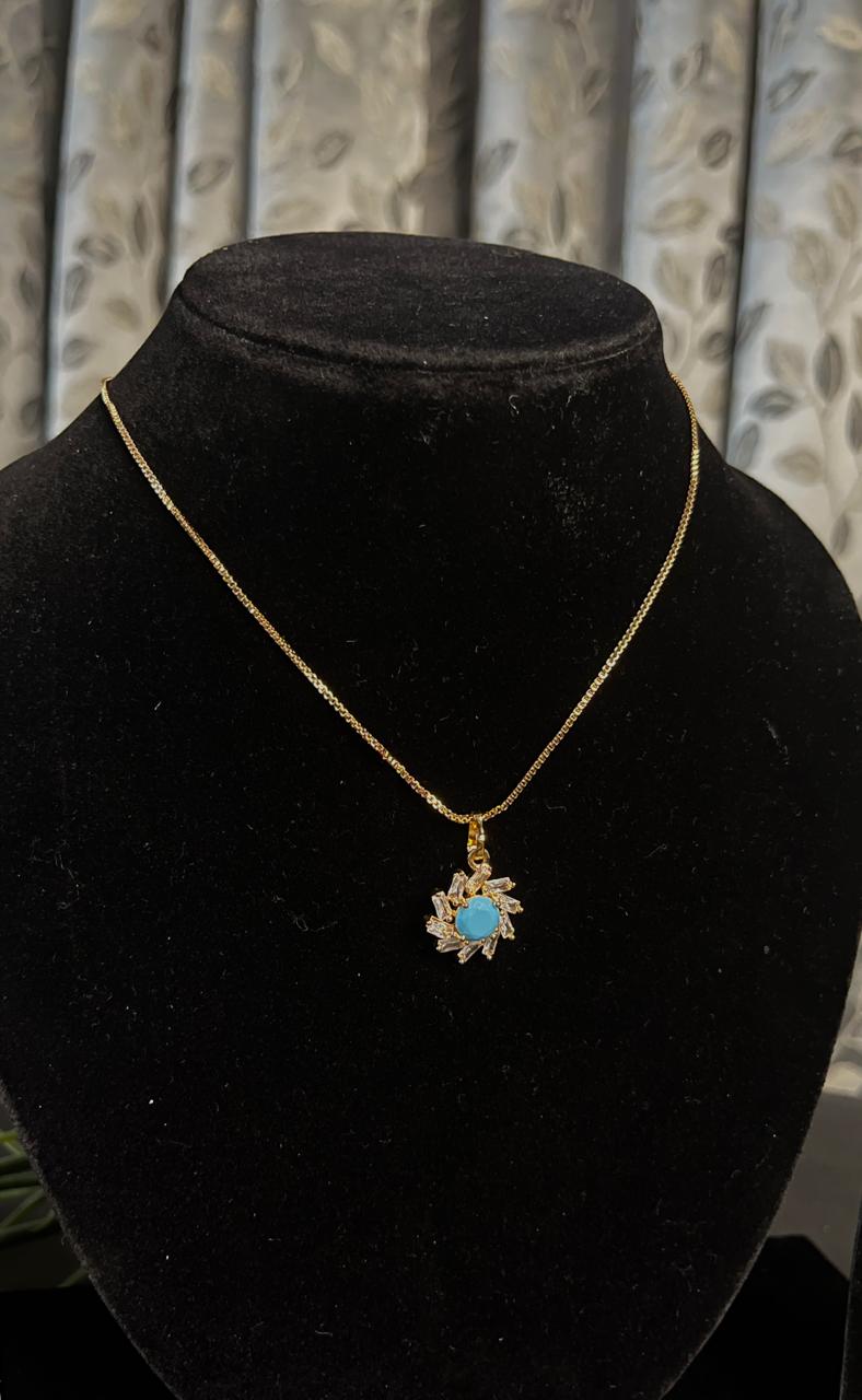 Natural Turquoise Stone Sunflower necklace