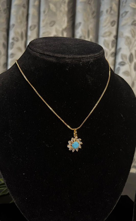 Natural Turquoise Stone Sunflower necklace