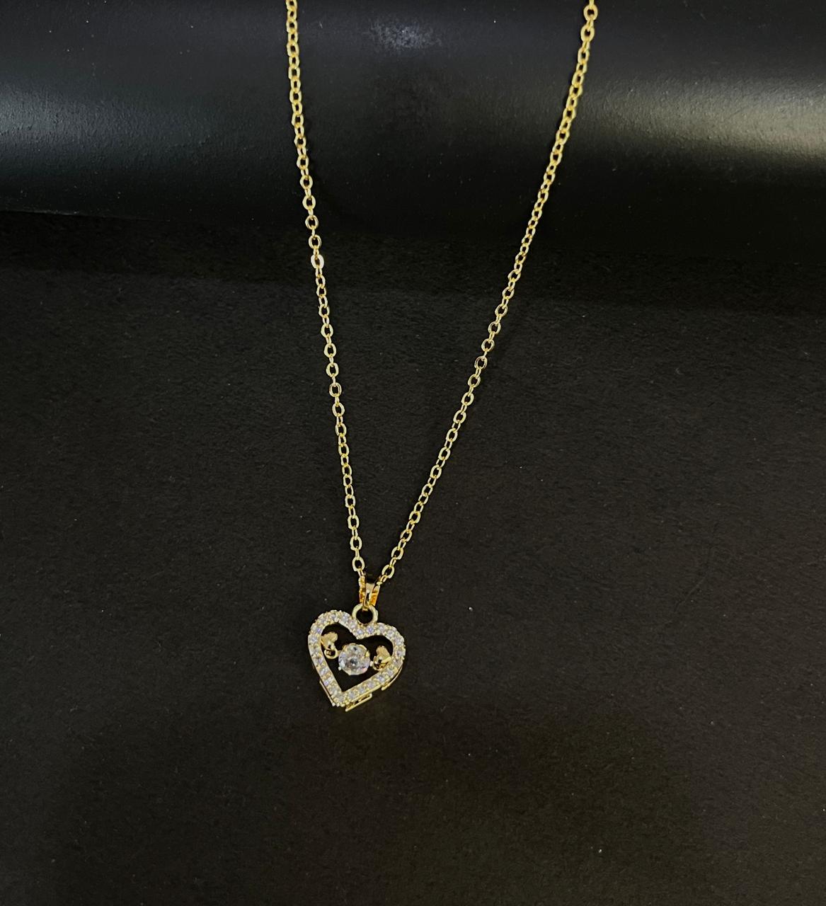 Heart Shaped Gold Pendant with Diamond