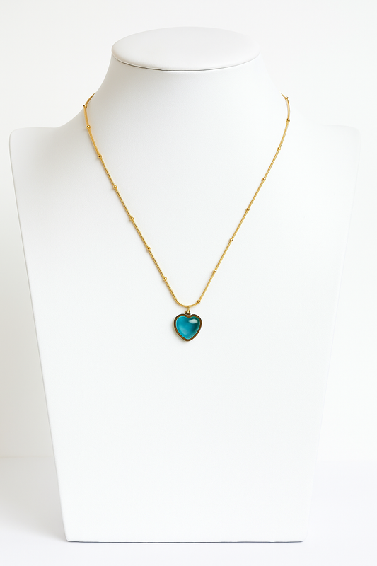 Blue Sapphire Heart Necklace - Antitarnish