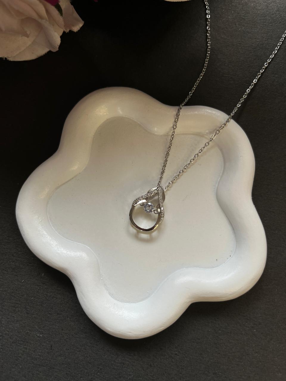 Dancing Diamond Teardrop Pendant with Chain