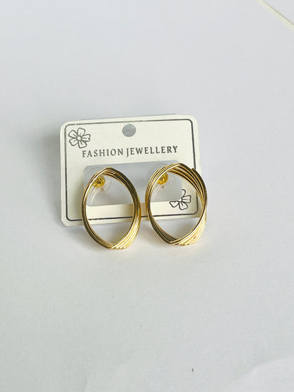 Korean Style Layered Oval Earrings