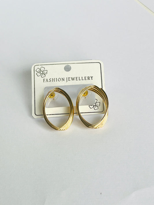 Korean Style Layered Oval Earrings