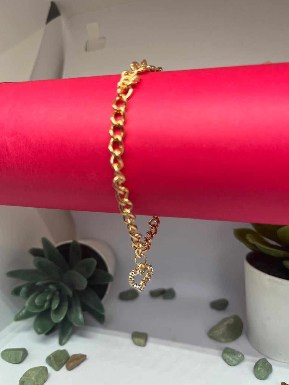 Lovely Heart Gold Plated Bracelet