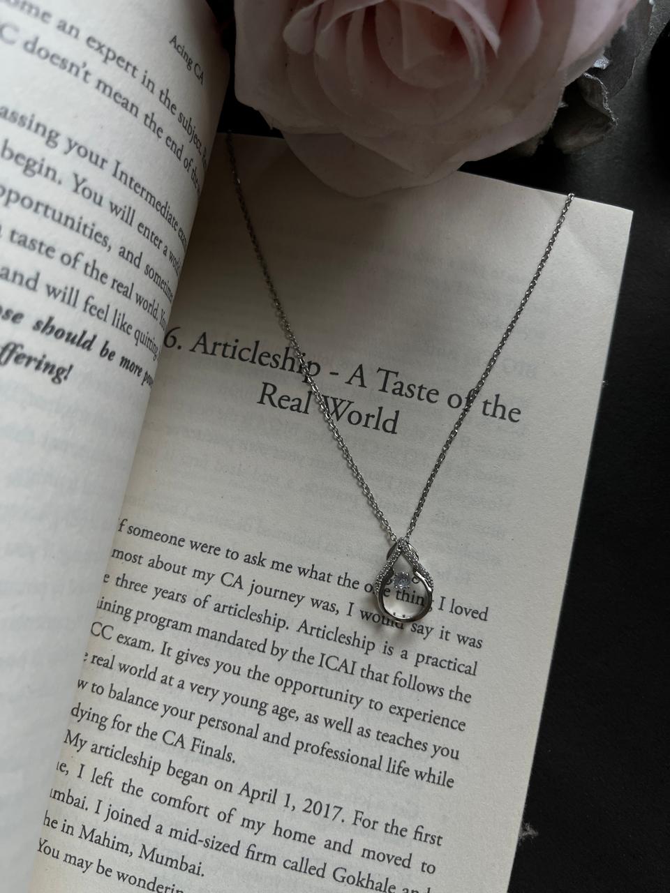 Dancing Diamond Teardrop Pendant with Chain