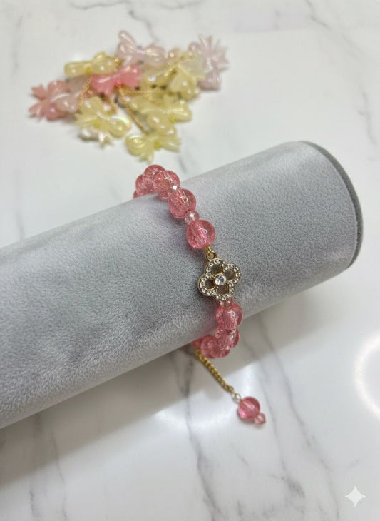 Crackled Glass Beads Bracelet with Charm - 5
