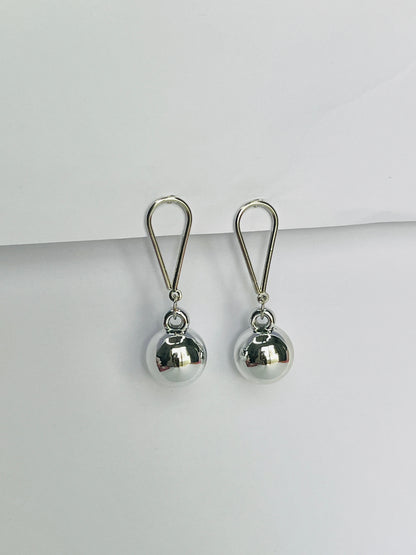 Silver Ball Drop Earrings