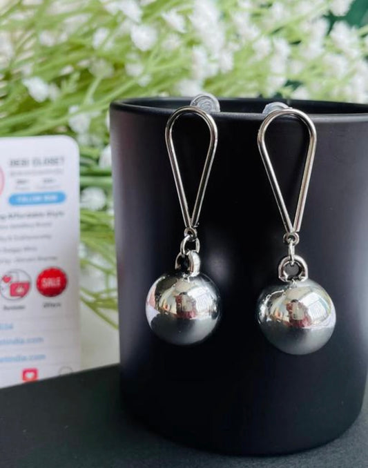 Silver Ball Drop Earrings